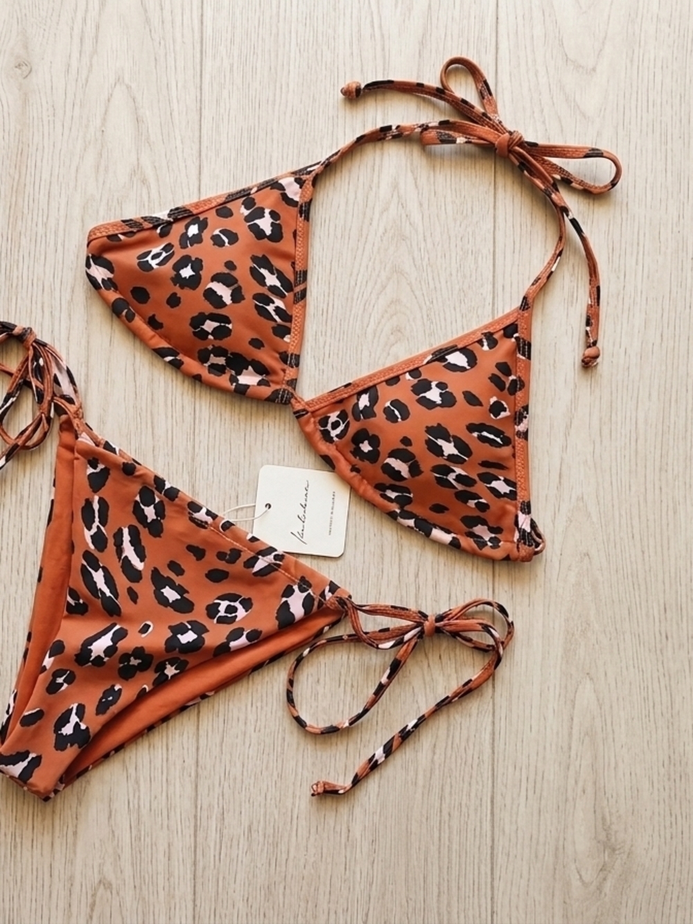 NWT FABLETICS Leopard Print Triangle Bikini size Small